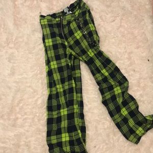 Green checkered pants with chain